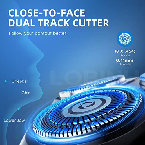Electric Razor for Men, 3D Rechargeable Waterproof IPX7 Electric Shaver for Men Wet & Dry, Cordless Rotary Razor with Beard Pop-up Trimmer, 1 Hour Fast Charging, 4D Floating Head