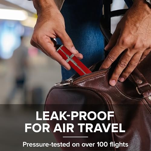 Travalo Milano Perfume Atomizer - Leak-Proof and TSA Approved for Air Travel - Reusable, Airtight, Easy Fill Mini Pump Sprayer - Lightweight, Vegan Leather with Polished Metal Outer Shell - Red