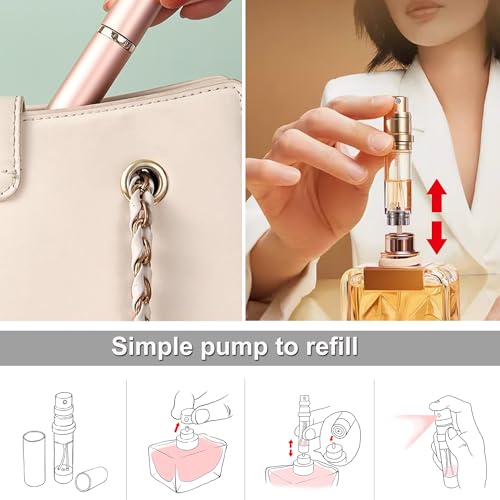 YEEJOK Refillable Perfume Atomizers, Pefume Spray Bottles, 2 Pack 5ml Portable Mini Cologne Scent Pump Case Container for Men and Women-Black+Red