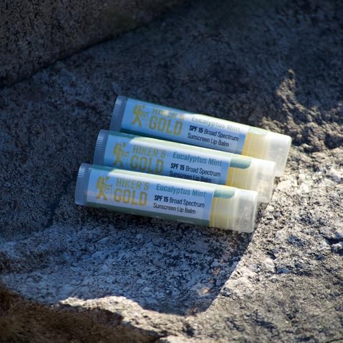 Hiker¡¯s Gold SPF 15 Sunscreen Lip Balm, Eucalyptus Mint, 3-Pack