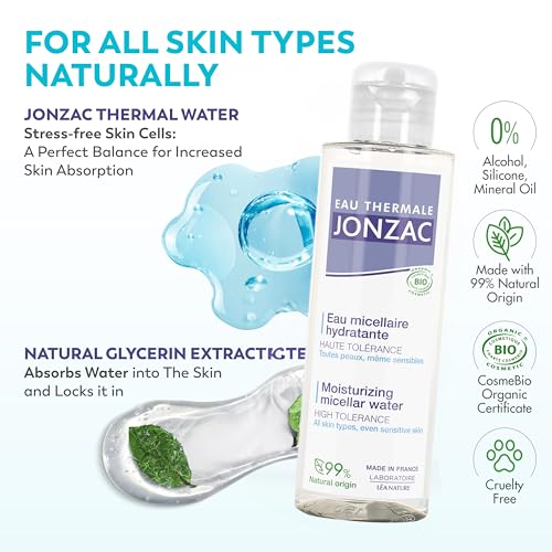 Eau Thermale Jonzac 99% Organic Micellar Water - Natural Eye & Face Makeup Remover - Hydrating Thermal Water - for Sensitive Skin - Non-Toxic - Agua Micelar Org?nica - Travel Size - 3.38 Fl Oz