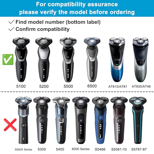 Replacement Heads Compatible with Philips Norelco 5000 Series, SH50 Replacement Blades for Philips Norelco SH50 Shavers, HQ8 Head for Norelco 5000 Shaver