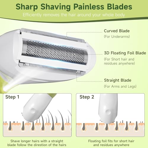 Electric Shaver for Women, 2025 Wet/Dry Razors for Women with LED Display,4 in 1 Cordless Hair Remover for Arms Legs Pubic Armpit Face, IPX7 Waterproof, Painless Electric Grooming Set