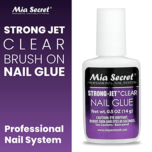 Mia Secret Strong-Jet Brush On Clear Nail Glue 335 - Ideal to adhere Crystals Over Any Acrylic and Gel Surface