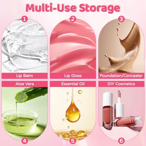 8 Pack Empty Lip Gloss Tubes with Wand & Rubber Insert, 6ml Refillable Clear Plastic Lipgloss Containers with Syringes & Funnel, Portable Leak-Proof Colorful Bottles for DIY Lip Gloss Balms