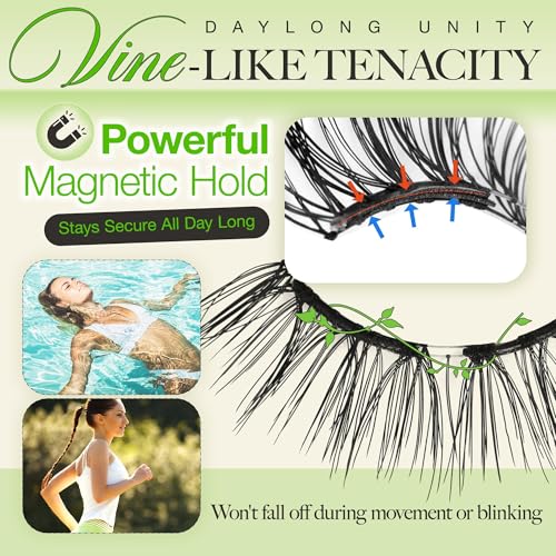 LASHVIEW Upgrade Magnetic Eyelashes Natural Look, Reusable Soft Magnetic Lashes Kit with Applicator, No Glue Needed, Windproof & Waterproof for All-Day Comfort (L14)