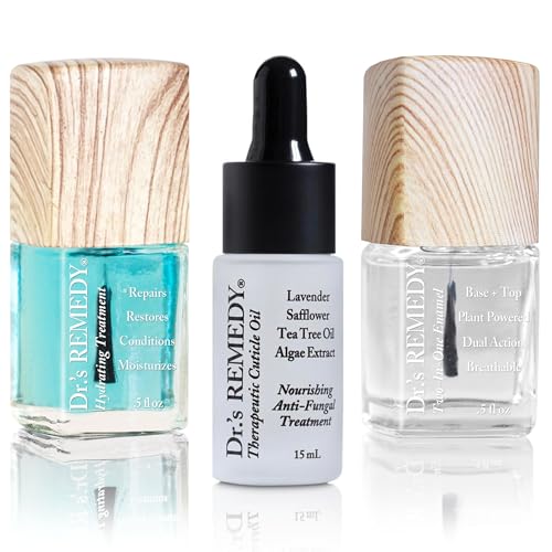 Dr¡¯s Remedy 3 Pack Nail Polish Treatment Kit, RESTORATIVE Remedy Trio, Non Toxic and Organic All Natural Enriched Nail Strengthener - CARESS Cuticle Oil/Hydration Nail Treatment/TOTAL Two-in-One