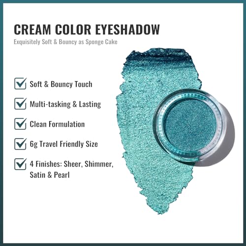 Oulac Cream Eyeshadow Green Set also for Highlighter Large Capacity Highly Pigmented Eye Shadow Waterproof &Long Lasting with Moisturizing Formula, Shimmer Glitter Eye Makeup. 6g.14+15