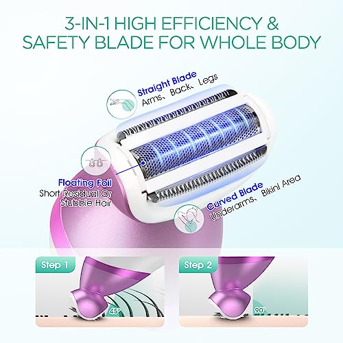 VOYOR Electric Body Brush Back Scrubber for Shower - Electric Razors for Women 4 in 1 Bikini Trimmer, Foil Shaver for Women Beauty Products Set