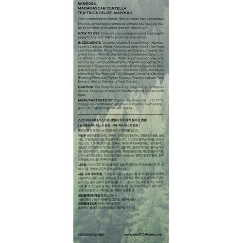 SKIN1004 Tea-Trica Relief Ampoule 3.38 fl. oz, 100ml, Soothing Hydration for Sensitive Skin