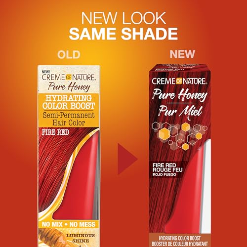 Creme of Nature Pure Honey Hydrating Color Boost Semi-Permanent Fire Red Hair Dye, 3 fl oz (Pack of 2)