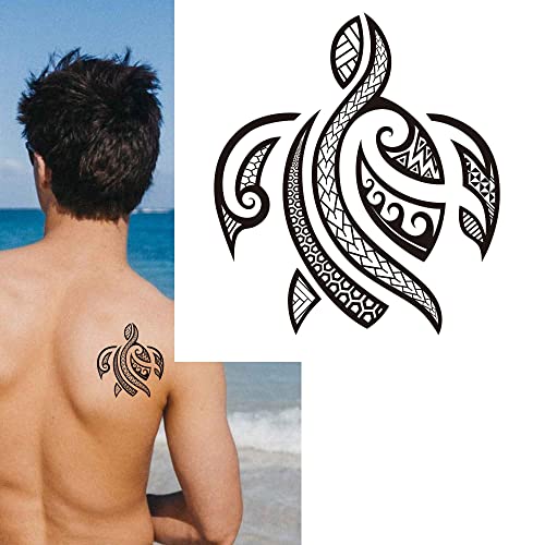 6 sheets Temporary Tattoos Tribal Turtles Polynesian Turtles Tortuga Samoan Maori Tortoise Arm Design for Men Temporary tattoo for Women Neck Arm Chest for Woman