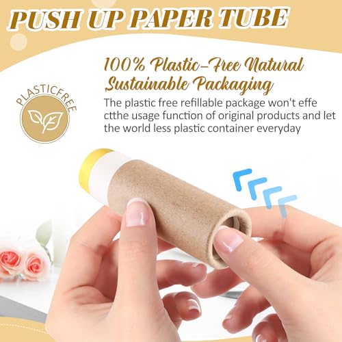15 Pcs 0.3 oz Paperboard Lip Balm Tubes,Empty Kraft Paper Chapstick Tube Holder,Push-Up Style Biodegradable Solid Lip Gloss Container for DIY Homemade Balm,Natural Packaging Container - Brown