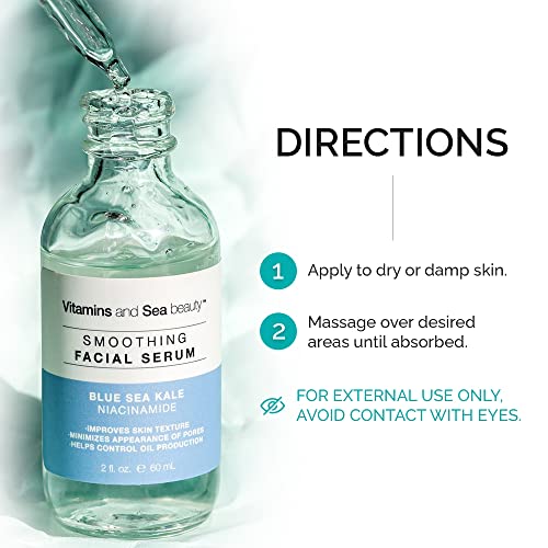 Vitamins and Sea Beauty Blue Sea Kale and Niacinamide Serum for Face, Anti-Aging Firming, Smoothing Face Serum for Minimizing Pores, Oil Control, 2 Fl Oz