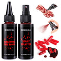 BOBISUKA Halloween Fake Blood Kit, 1.76oz Blood Spray + 1.76oz Dripping Blood + 10 Fillable Empty Capsules, Realistic Washable Fake Blood Makeup for Mouth Clothes Zombie Vampire Monster SFX Cosplay
