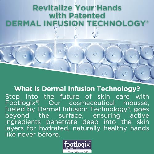 Footlogix Hydrating Hand Mousse with Dermal Infusion Technology¢ç | Deep Hydration for Dry Hands | Urea-Enriched Formula | Fast-Absorbing | 4.23 ozl/119.9 g/125 ml
