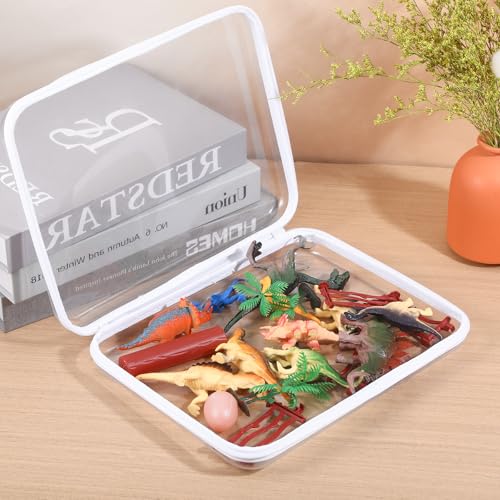 4 Pack Clear Hard Shell Zipper Case, 4¡¿7.5" Plastic Clear Storage Zipper Case, Transparent Waterproof Hard Pouches for Makeup Cosmetic Snacks Building Blocks Puzzles Doll Storage Cases, Multicolor,S