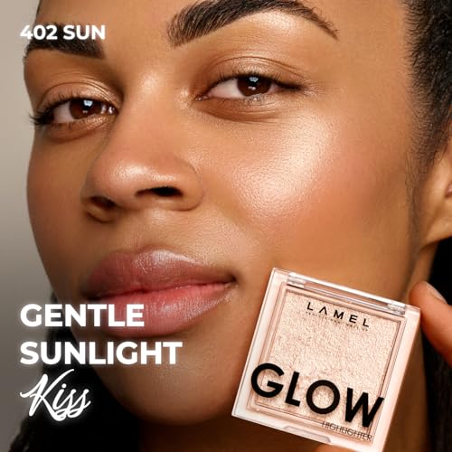 LAMEL Glow Highlighter: Face Make Up & Contour Palette in Deep, Vibrant Colors - Natural Shimmer - Compact Size & Perfect for Travel - Cruelty Free - 3.8gr/0.13 oz 402 (Sun)