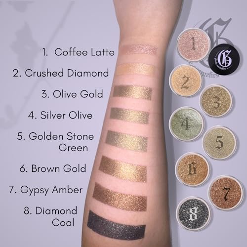Olive Gold Mineral Eyeshadow Single, Organic Gold Eyeshadow, Non-Toxic Loose Powder, Olive Green Mineral Eye Shadow, Makeup Pigments