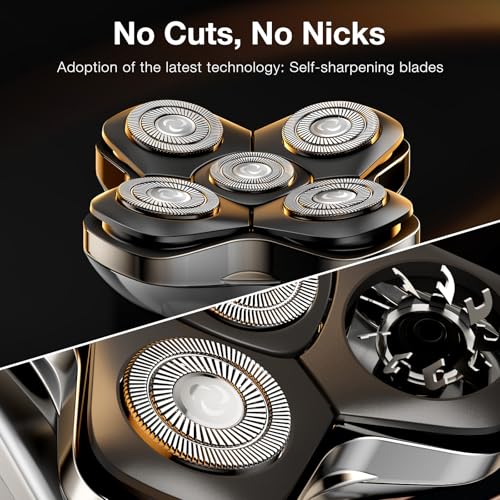 5D Head Shavers for Bald Men - 6 in 1 kensen Upgraded Magnetic Head Body Shaver for Mens, Christmas Gift Wet/Dry Bald Head Shavers for Men IPX6 Waterproof LED Display USB-C Charge Head Razors for Bald