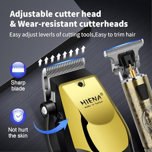 HIENA PRO Professional Hair Clippers & Cordless Barber Clippers for Men, Rechargeable Trimmer Set and Facial Grooming Tool Kit, Ear, Nose Hair Trimmer Set, Gifts for Men
