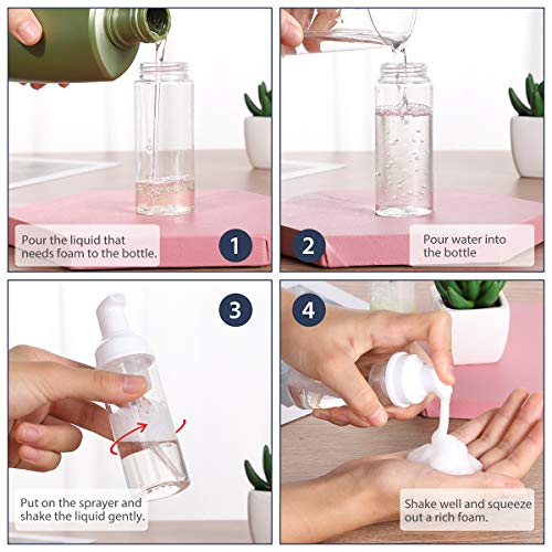 24 PCS Foam Pump Bottle Dispenser Refillable 2oz/60ml Empty Travel Size Foam Bottle for Lash Shampoo Hand Soap Shampoo Lash Cleanser Packaging Liquid Cleaning