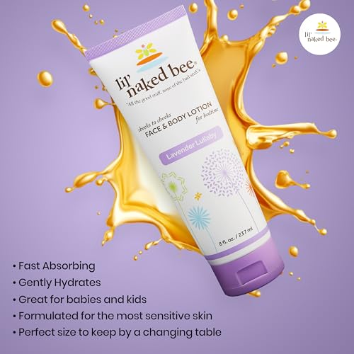 Lil Naked Bee Baby Lotion for Kids (8 oz) Lavender Lullaby Cheeks to Cheeks Face & Body Lotion for Hydrating & Moisturizing Skin