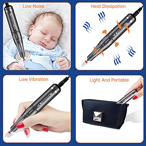 YOKE FELLOW Nail Drill Machine - 35000RPM Electric Nail File Nail Drills for Acrylic Nails Professional with 6 Drill Bits for Manicure Pedicure Home DIY Salon Use