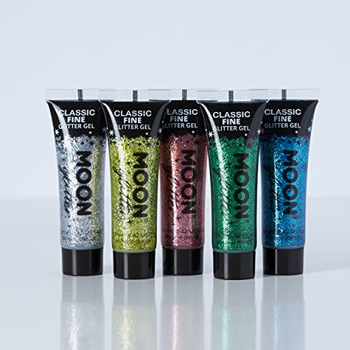 Classic Fine Glitter Gel by Moon Glitter - 0.40fl oz - Set of 5 - Glitter Face Paint