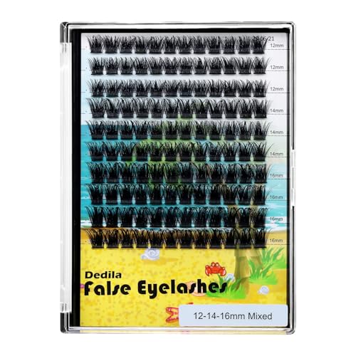 Large Pack Cluster Eyelash Extensions D Curl Wide Stem Mixed 10-12-14-16mm /12-14-16mm/14-16-18mm Individual False Eyelashes Dramatic Volume Eye Lashes Set (mixed 12-14-16mm)