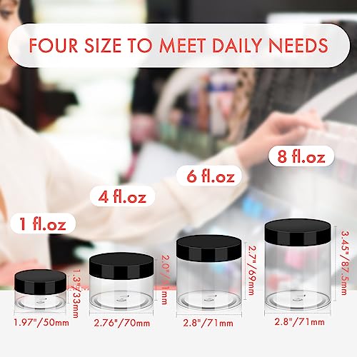 Empty 6 oz Small Containers with Lids & Labels - Refillable Plastic Jars with Lids - Sugars Scrub Jars/Slime Containers (6 fl.oz, 40Pack)