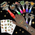 72 PCS Dinosaur Party Favors ? 48 PCS Luminous Tattoos & 24 PCS LED Finger Lights Combo ? Birthday Goodie Bag Fillers, Party Supplies, Gifts Light Up Toys Glow In The Dark for Boys and Girls