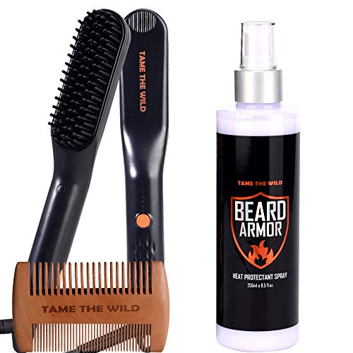 Tame's Easy Glide Beard Straightener and Tame's Beard Armor Heat Protection Spray - Bundle and Save