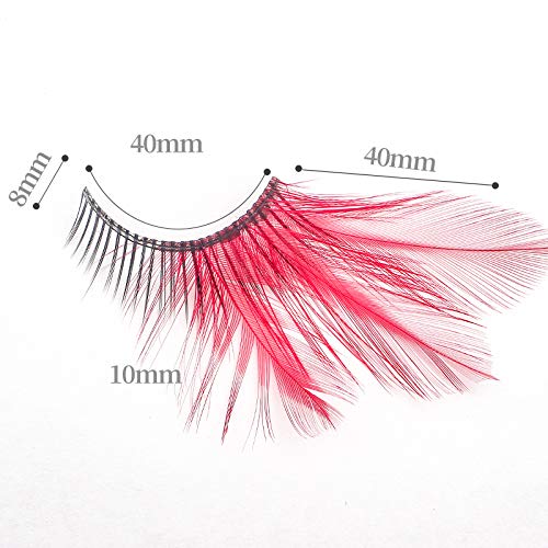 Red Eyelashes Accent Feather Lashes - Natural-to-Bold Red Gradient Eyelashes for Retro & Vampire Cosplay