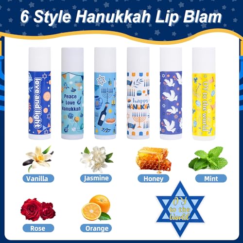 48 Pcs Hanukkah Gifts Include Lip Balm Thank You Tag Organza Bag for Women Birthday Hanukkah Gifts