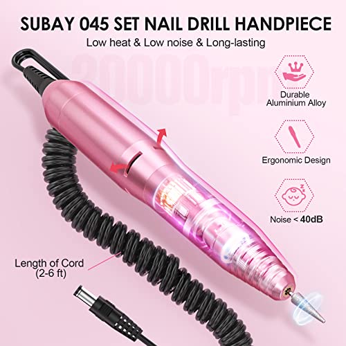 SUBAY Professional Finger Toe Nail Care Electric Nail Drill Machine with Fingerless Gloves with UPF 50+ Protection for Manicures