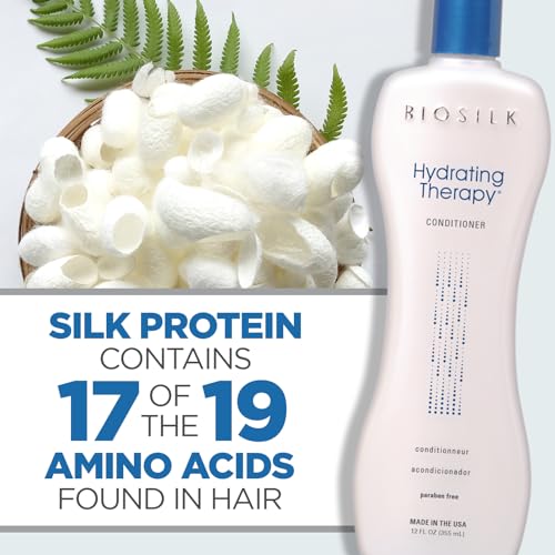BioSilk Hydrating Conditioner, Replenishes Moisture For Strong & Smooth Hair, Sulfate, Paraben, & Cruelty-Free, 12 Oz