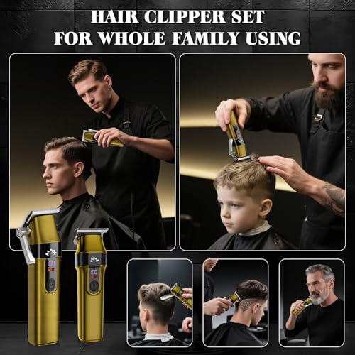 Lanumi Professional Hair Clippers for Men Cordless Cutting T-Blade Trimmer Kit Barber Clipper Trimmer Set with Travel Case Cordless USB Rechargeable Hair Cutting Kit