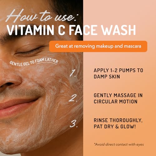 Eve Hansen Vitamin C Cleanser Face Wash | Anti Aging Facial Cleanser for Fine Lines, Age Spots, Dark Circles | Cruelty Free Skin Care Cleansing Gel with Aloe Vera, Vitamin E (4 oz)
