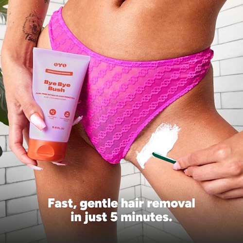 Bye Bye Bush by OYO ? Hair Removal Cream for Women Private Area, Bikini Line, Inner Thighs & Armpits, Sensitive Skin Formula, 65% Naturally Derived, Fast Acting Aloe Cucumber ? 5 fl oz