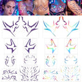 Boko Movie Anime Purple Temporary Tattoos Dance Cosplay, Holographic Glitter Temporary Tattoos, Full Body Cosplay Tattoo Sticker for Themed Party Music Festivals Halloween Prop Accessories (16Pcs)