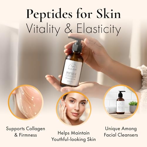 ELLA PURE Peptide Face Wash for Mature Skin ? Anti-Aging Facial Cleanser to Reduce Wrinkles & Improve Firmness, Gentle & pH Balanced for Women Over 40, with Hemp Seed Oil, 4oz