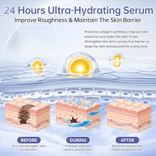30 Pcs 5% Hyaluronic Acid Serum Ultra-Hydrating Vials, Hyaluronic Acid Tubes, Wake Nature Perfection Hylunaric Acid Serum, Single-Use Ultra-Hydrating Essence for Face