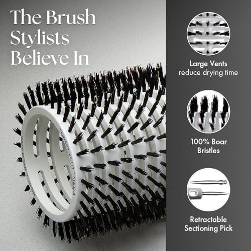 Olivia Garden Ceramic and Ion Turbo Vent 100% Boar Bristle Hair Brush with Sectioning Pick