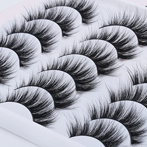 SONAFEEL Soft Mink Eyelashes 15mm Half Volume Lashes Natural Look 12Pairs 6d Fluffy Medium Strip Lashes Bulk Reusable Half Thick False Eyelashes Gift