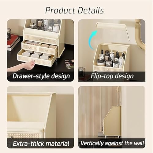 Large Cosmetic Storage Box Dustproof And Waterproof. Display Case with Drawers Countertop Vanity Organizer for Skincare, Lipsticks, Perfume ? Bathroom Cosmetic Storage Display Box (White)