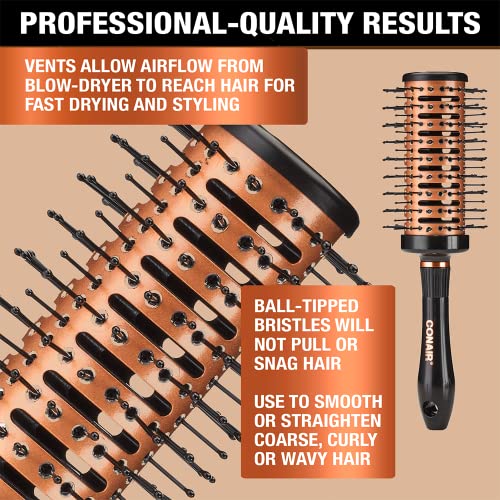 Conair Vented Copper Collection Round Brush for Blow Drying and Styling - Quick Blow Dry Brush