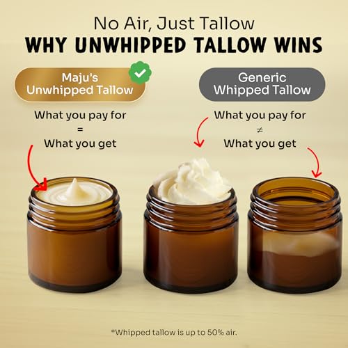 MAJU Beef Tallow Manuka Honey Balm, Unscented (2 oz), Grass-Fed Beef Tallow for Skin with Organic Black Seed Oil, Manuka Honey and Organic Beeswax, Skin and Face Moisturizer for Deep Hydration