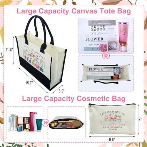 Happy Retirement Gifts for Women, Thank You Gifts Bag Basket for Mother Coworker Teacher Nurse Boss Friend Grandma Retirees Female Retired Gift with Canvas Tote Bag Tumbler Socks