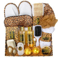 Valentines Day Gifts for Women, 20 Pcs XXL Leopard Bath and Body Gift, Skin Care Set, Self Care Gifts Set, Mother's Day, Birthday, Home Spa Kit, Holiday, Christmas, Shower Cap, Manicure Set